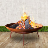 Grillz Rustic Fire Pit Heater Charcoal Iron Bowl Outdoor Patio Wood Fireplace 60CM