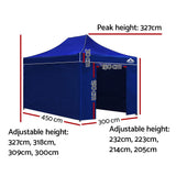 Instahut Gazebo Pop Up Marquee 3x4.5m Folding Wedding Tent Gazebos Shade Blue