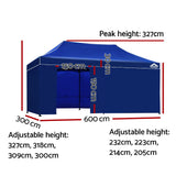 Instahut Gazebo Pop Up Marquee 3x6m Folding Wedding Tent Gazebos Shade Blue