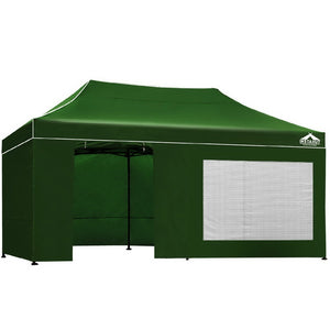 Instahut Gazebo Pop Up Marquee 3x6m Folding Wedding Tent Gazebos Shade Green