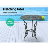 Gardeon Outdoor Furniture Chairs Table 3pc Aluminium Bistro Green