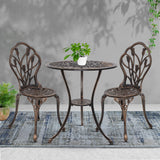 Gardeon 3PC Outdoor Setting Cast Aluminium Bistro Table Chair Patio Bronze