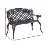 Gardeon Garden Bench Patio Porch Park Lounge Cast Aluminium Outdoor Furniture