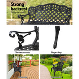 Gardeon Garden Bench Patio Porch Park Lounge Cast Aluminium Outdoor Furniture