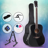 ALPHA 41 Inch Wooden Acoustic Guitar with Accessories set Black