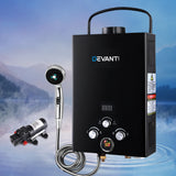 Devanti Outdoor Portable LPG Gas Hot Water Heater Shower Head 12V Water Pump Black