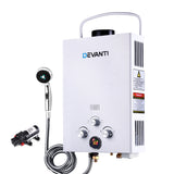 DEVANTi Outdoor Portable Gas Hot Water Heater Shower Camping LPG Caravan Pump White