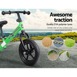 Kids Balance Bike Ride On Toys Puch Bicycle Wheels Toddler Baby 12" Bikes Green