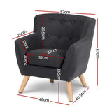 Keezi Kids Sofa Armchair Fabric Furniture Lorraine French Couch Children Black