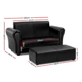 Keezi Kids Sofa Armchair Footstool Set Children Lounge Chair Couch Double Black
