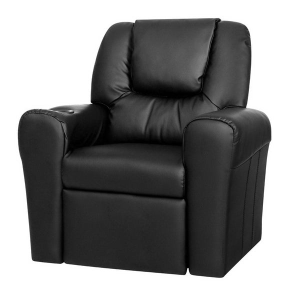 Keezi Luxury Kids Recliner Sofa Children Lounge Chair PU Couch Armchair Black