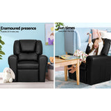 Keezi Luxury Kids Recliner Sofa Children Lounge Chair PU Couch Armchair Black