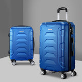 Wanderlite 2PCS Carry On Luggage Sets Suitcase TSA Travel Hard Case Lightweight Blue