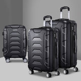 Wanderlite 3PCS Carry On Luggage Sets Suitcase TSA Travel Hard Case Lightweight Black