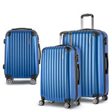 Wanderlite 3 Piece Lightweight Hard Suit Case Luggage Blue