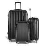 Wanderlite 3pc Luggage Sets Suitcases Set Travel Hard Case Lightweight Black