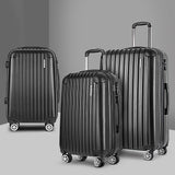 Wanderlite 3pc Luggage Sets Suitcases Set Travel Hard Case Lightweight Black