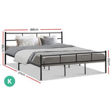 Metal Bed Frame King Size Platform Foundation Mattress Base SOL Black