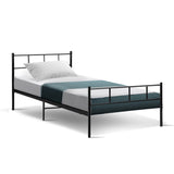 Metal Bed Frame Single Size Platform Foundation Mattress Base SOL Black