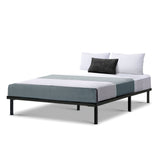 Metal Bed Frame Double Size Mattress Base Platform Foundation Wooden Black TED