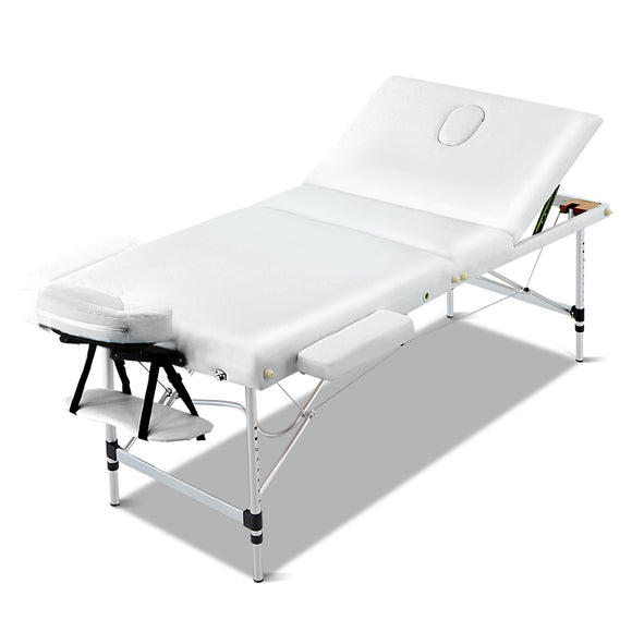 Zenses 3 Fold Portable Aluminium Massage Table - White