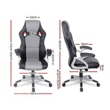 PU Leather Racing Style Office Desk Chair - Black & Grey