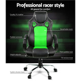 Racing Style PU Leather Office Desk Chair - Green