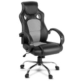 Racing Style PU Leather Office Desk Chair - Grey