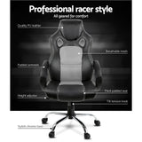 Racing Style PU Leather Office Desk Chair - Grey