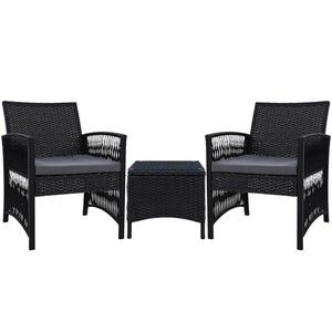 Gardeon Patio Furniture Outdoor Bistro Set Dining Chairs Setting 3 Piece Wicker