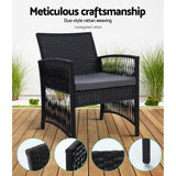 Gardeon Patio Furniture Outdoor Bistro Set Dining Chairs Setting 3 Piece Wicker