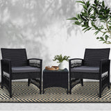 Gardeon Patio Furniture Outdoor Bistro Set Dining Chairs Setting 3 Piece Wicker