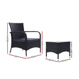 Outdoor Furniture Patio Set Wicker Outdoor Conversation Set Chairs Table 3PCS