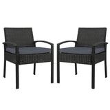 Set of 2 Outdoor Dining Chairs Wicker Chair Patio Garden Furniture Lounge Setting Bistro Set Cafe Cushion Gardeon Black