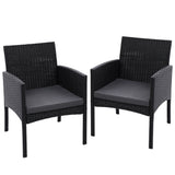 Set of 2 Outdoor Bistro Chairs Patio Furniture Dining Chair Wicker Garden Cushion Gardeon