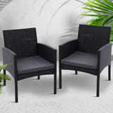 Set of 2 Outdoor Bistro Chairs Patio Furniture Dining Chair Wicker Garden Cushion Gardeon