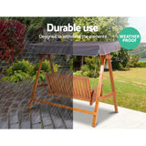 Gardeon Wooden Swing Chair Garden Bench Canopy 3 Seater Outdoor Furniture