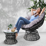 Gardeon Papasan Chair and Side Table - Black