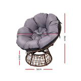 Gardeon Papasan Chair and Side Table - Brown