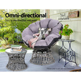 Gardeon Papasan Chair and Side Table Set- Grey