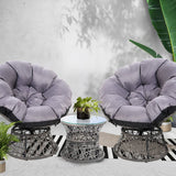 Gardeon Papasan Chair and Side Table Set- Grey