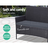 Gardeon Outdoor Furniture Wicker Set Chair Table Dark Grey 4pc