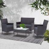 Gardeon Outdoor Furniture Wicker Set Chair Table Dark Grey 4pc