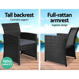 Gardeon Set of 4 Outdoor Wicker Chairs & Table - Black