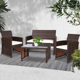 Gardeon Set of 4 Outdoor Wicker Chairs & Table - Brown