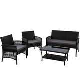 Gardeon Outdoor Furniture Set Wicker Cushion 4pc Black