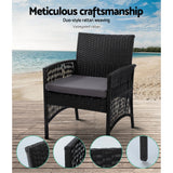 Gardeon Outdoor Furniture Set Wicker Cushion 4pc Black