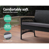 Gardeon Outdoor Furniture Set Wicker Cushion 4pc Black