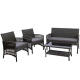 Gardeon Outdoor Furniture Set Wicker Cushion 4pc Dark Grey