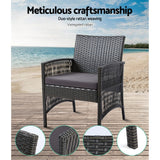 Gardeon Outdoor Furniture Set Wicker Cushion 4pc Dark Grey